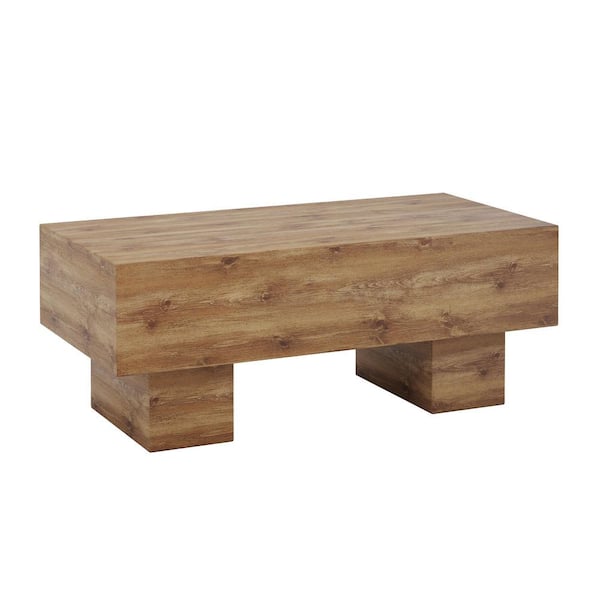 Polibi Modern 43.3 in. Natural Rectangle Wood Coffee Table