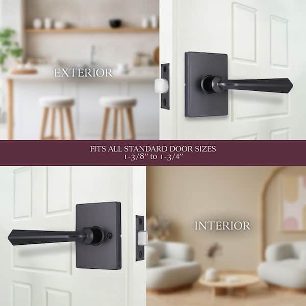 Wilshire Gun Metal Passage Hall/Closet Door Handle with Rectangle Rose 4-Pack