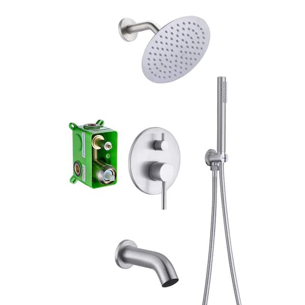 SUMERAIN 1-Handle 1-Spray Tub and Shower Faucet 1.8 GPM in Brushed Nickel (Valve Included)