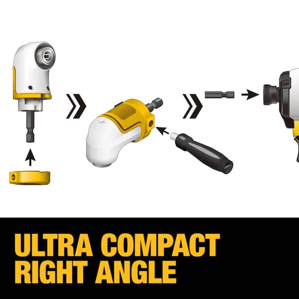 DEWALT Right Angle Drill Adaptor, FlexTorq, 4-in-1 System, Compact,  Straight Flexible Shaft, 12-Inch (DWAMRASETFT)