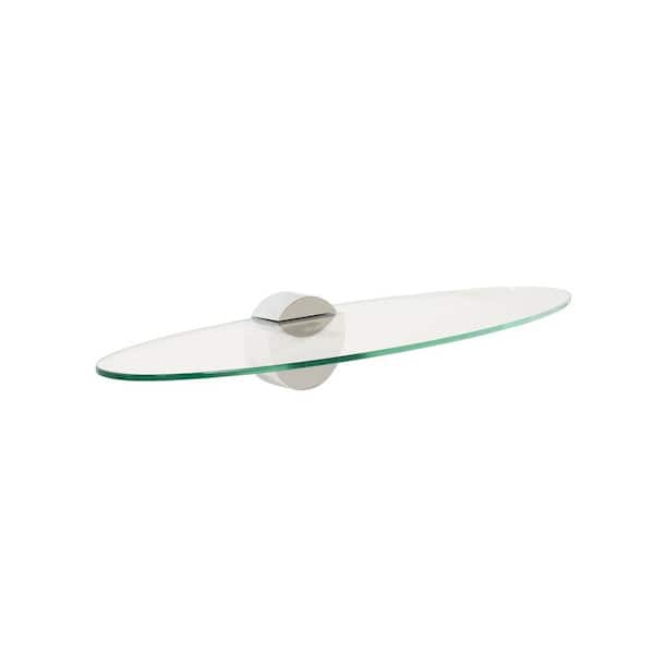 Wallscapes Legacy Oval 23.5 in. W x 7.5 in. D Clear Large Shelf with 1 Moon Titanium Bracket Shelf Kit