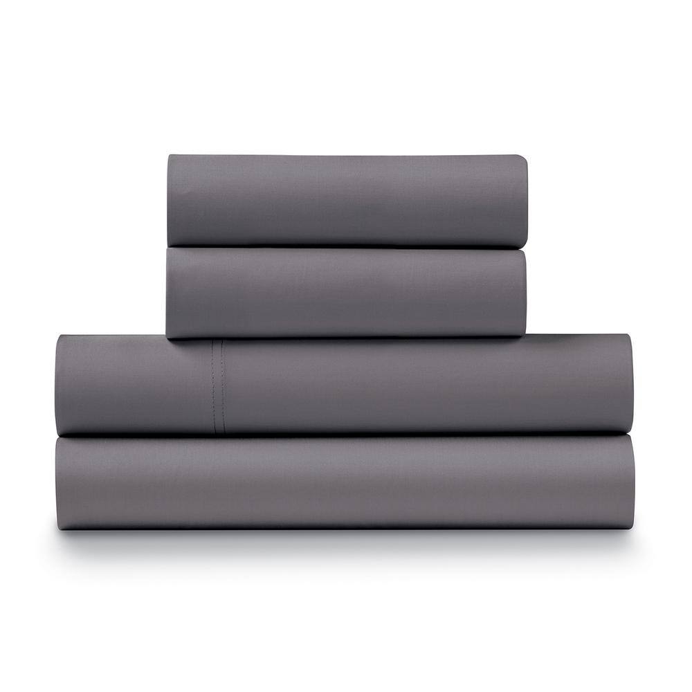 Charcoal Queen Cotton Percale Deep Pocket Sheet Set