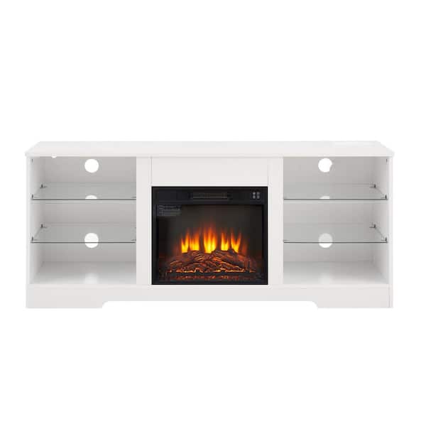 58 in. Electric Fireplace TV Stand with Shelves USB Charging Outlet Fits TVs up to 62 in. LED Entertainment Center