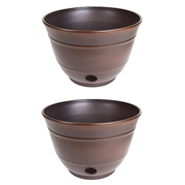 LIBERTY GARDEN Banded High Density Resin Hose Holder Pot with Drainage (2-Pack)