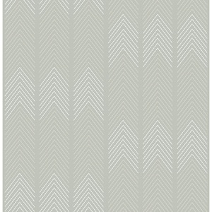 Nyle Light Grey Chevron Stripes Paper Glossy Non-Pasted Wallpaper Roll