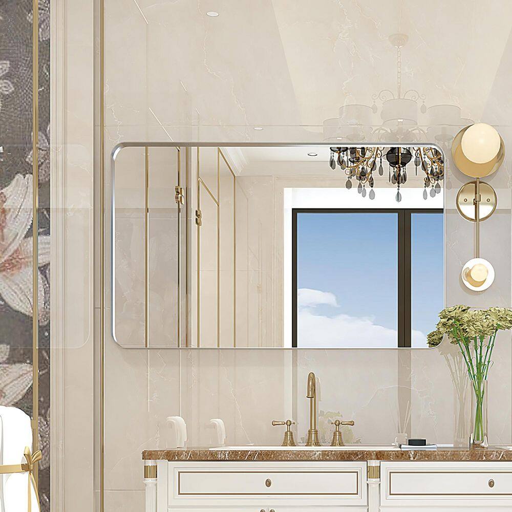36 in. W x 30 in. H Rectangular Metal Framed Wall Mounted Bathroom Vanity Mirror in Silver price history on PriceWatchPro