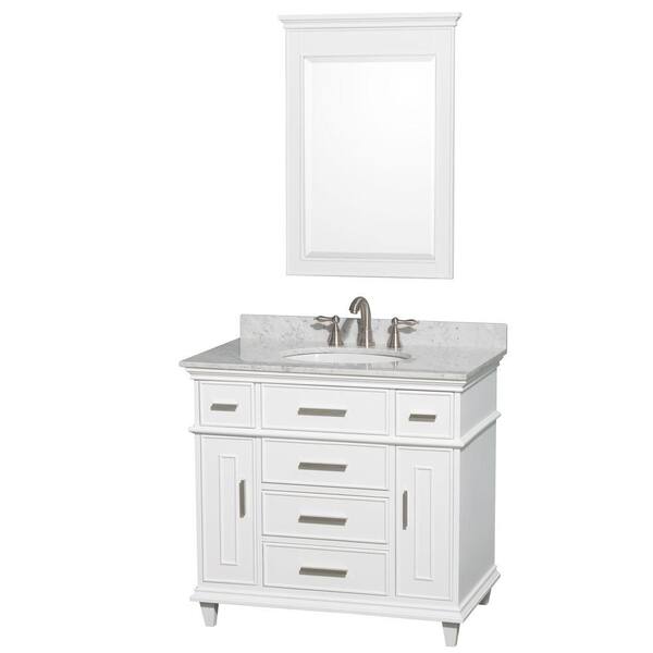 Vanity In White With Marble Top, 36 Inch Vanity With Top