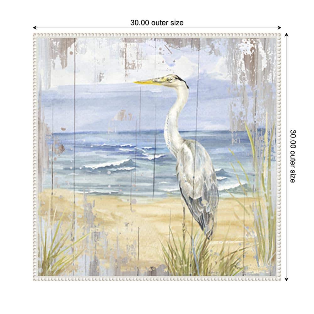 Birds of the Coast Rustic II White Framed Canvas Art