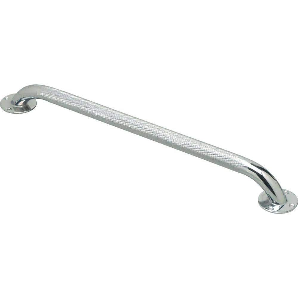24" Chrome Knurled Stainless Steel Wall Mounted Grab Bar
