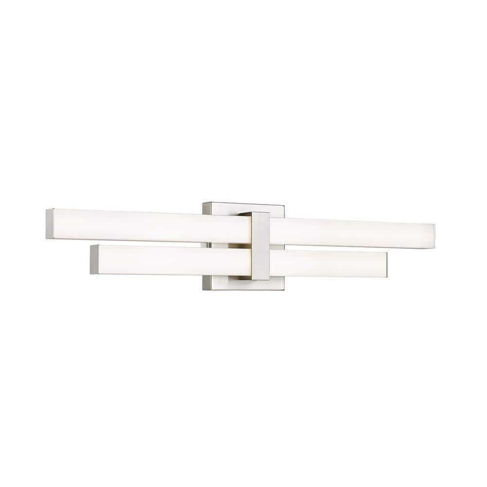 Zane 25 in. 2-Light Brushed Nickel Integrated LED Vanity Light with Frosted