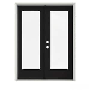 60 in. x 80 in. Black Painted Steel Right-Hand Inswing Full Lite Glass Stationary/Active Patio Door