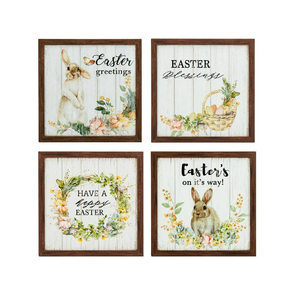 Brown Framed Easter Wall Art Print, Minimalist Decor Abstract Wood Wall Art