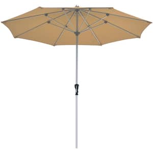 9 ft. Outdoor Patio Umbrella Market Table Umbrella with Crank 8 Ribs in Beige