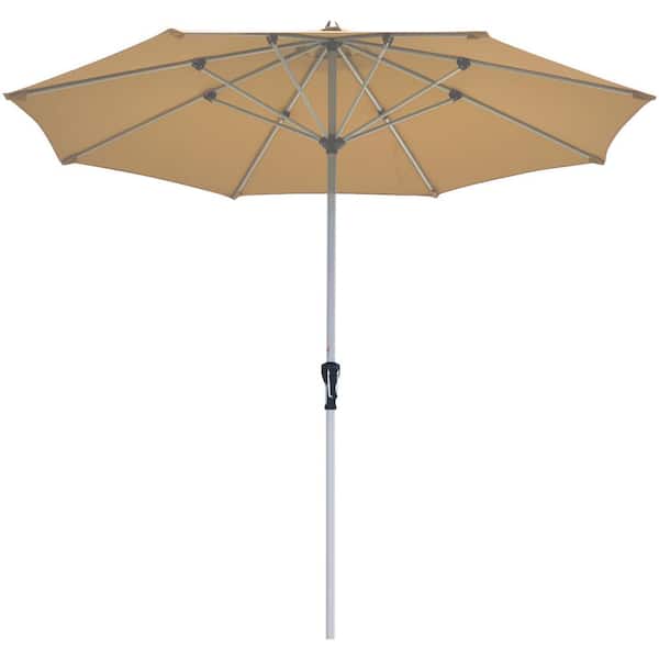 Gymax 9 ft. Outdoor Patio Umbrella Market Table Umbrella with Crank 8 Ribs in Beige