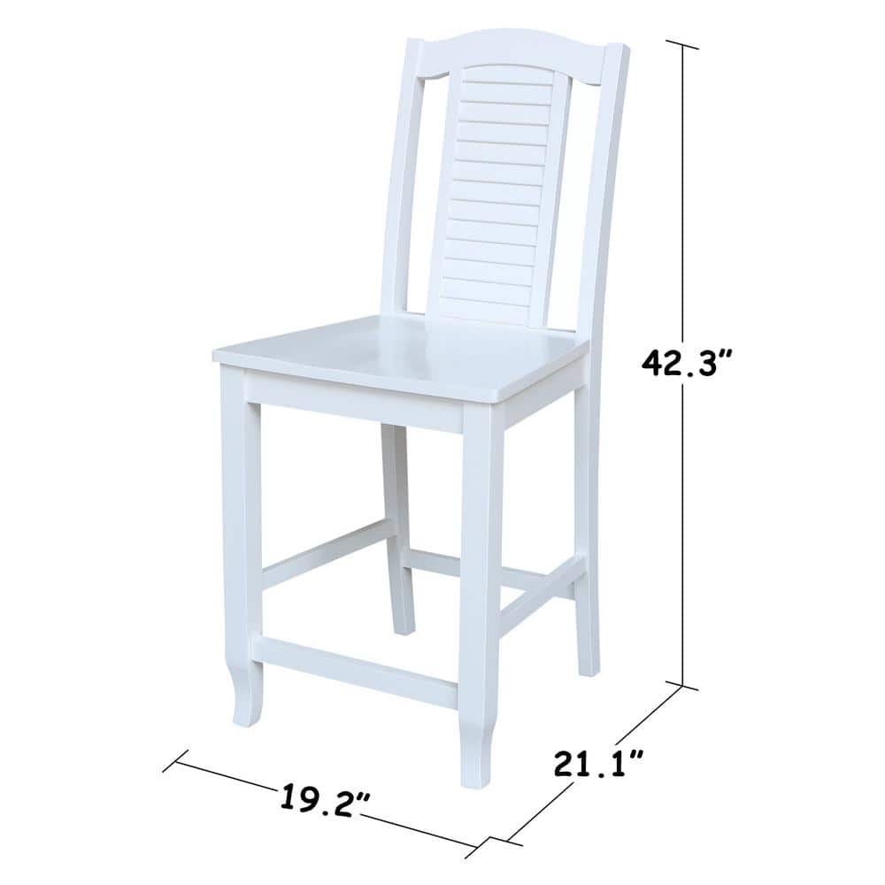Seaside White Solid Wood Counter Height Stool