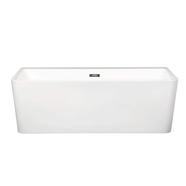 JimsMaison 63 in. x 28 in. Acrylic Flatbottom Freestanding Soaking Bathtub in Glossy White