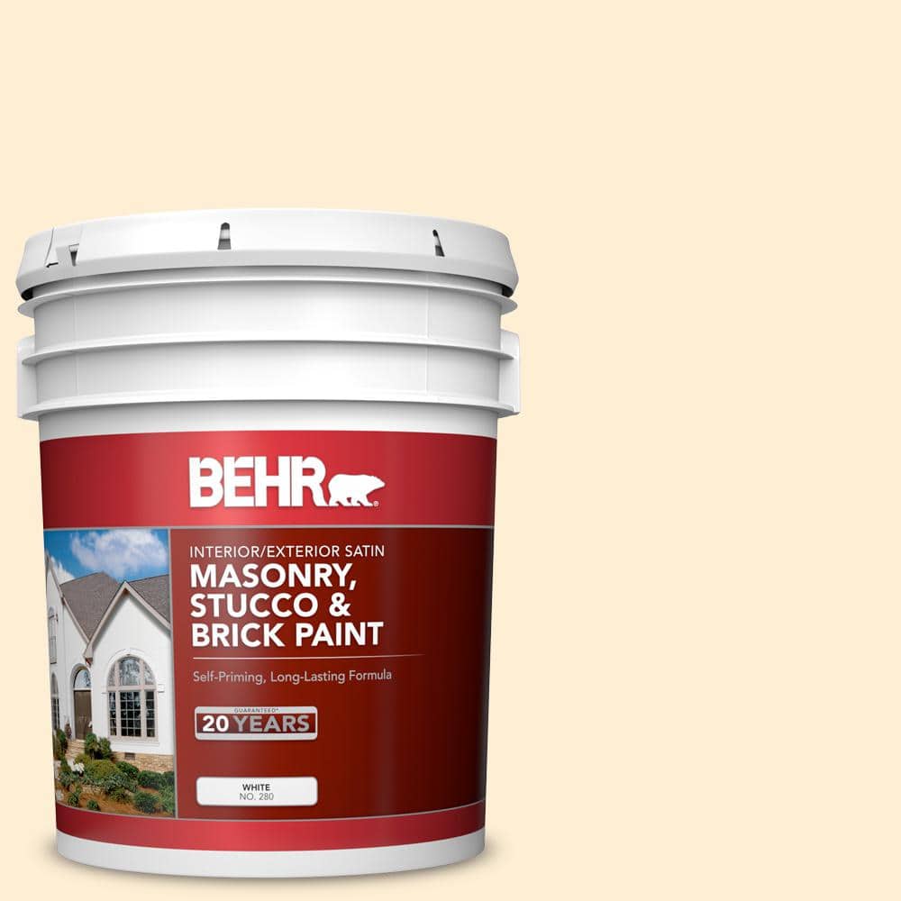 5 gal. #M270-1 Pearly White Satin Interior/Exterior Masonry, Stucco and Bri
