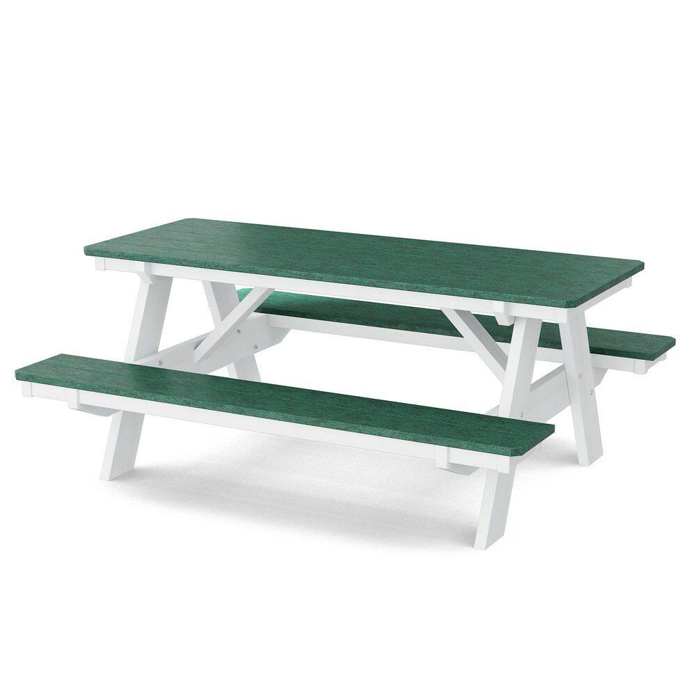 Heritage 72 in. Turf Green and White Rectangle HDPE Plastic Picnic Table Seats 6 People price history on PriceWatchPro