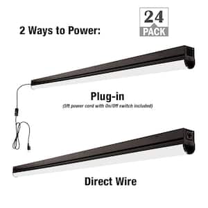 4 ft. LED Garage Workshop Linkable Matte Black Ceiling Strip Light Plug-In or Hardwire 1800-Lumens 4000K (24-Pack)