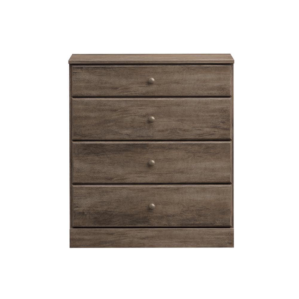 Drifted Gray Astrid 4-Drawer Lacquered Pine Chest
