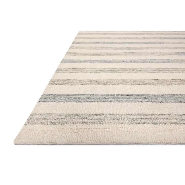 Chris Loves Julia Chris Collection Ivory/Slate 7 ft. 9 in. x 9 ft. 9 in. Modern Hand Tufted Wool Area Rug