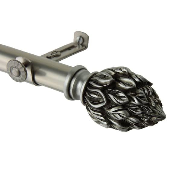 Rod Desyne 28 in. - 48 in. Telescoping Single Curtain Rod Kit in Satin Nickel with Ember Finial