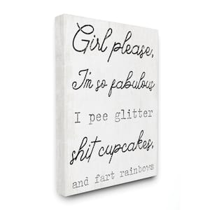 "Girl Please Glam Funny Wood Textured Word Design"by Daphne Polselli Unframed Canvas Home Wall Art Print 48 in. x 36 in.