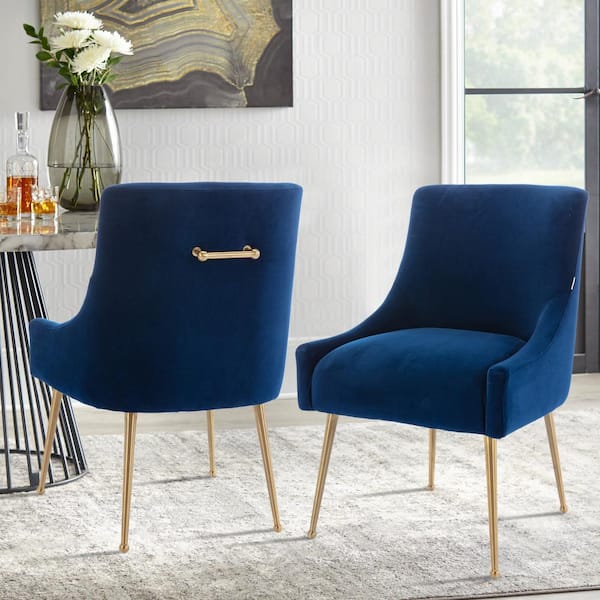 Boyel Living Navy Blue Electroplated, Navy Blue Dining Room Arm Chair