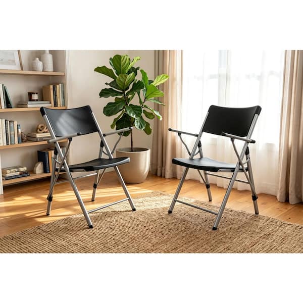 HDX Steel Frame Black/Silver Resin Arm Indoor/Outdoor Folding