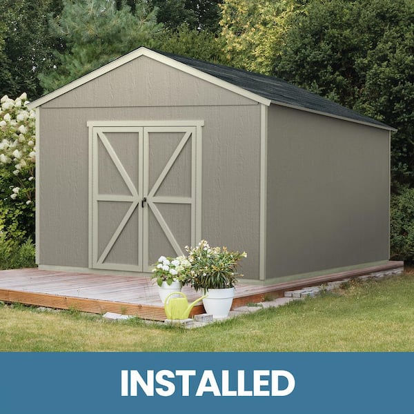 Handy Home Products Professionally Installed Astoria 12 ft. x 24 ft. Multi-Purpose Backyard Wood Storage Shed- Brown Shingle (288 sq. ft.)