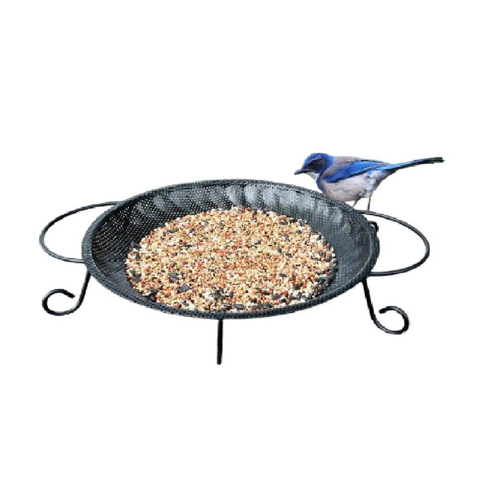 11.8 in. Upgraded Ground Platform Bird Feeder Stainless Steel Mesh Seed Tra