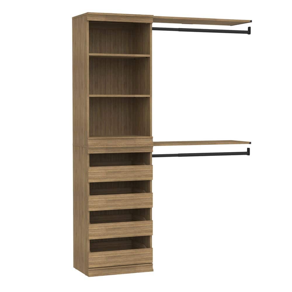 Modular Storage 47.38 in.-57.4 in. W Sand Tower System 5-Shelf Wood Closet System