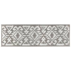 Grey/White 9 in. x 28 in. Non-Slip Stair Tread Cover Polypropylene Latex Backing (Set of 14) Willow Stair Rugs