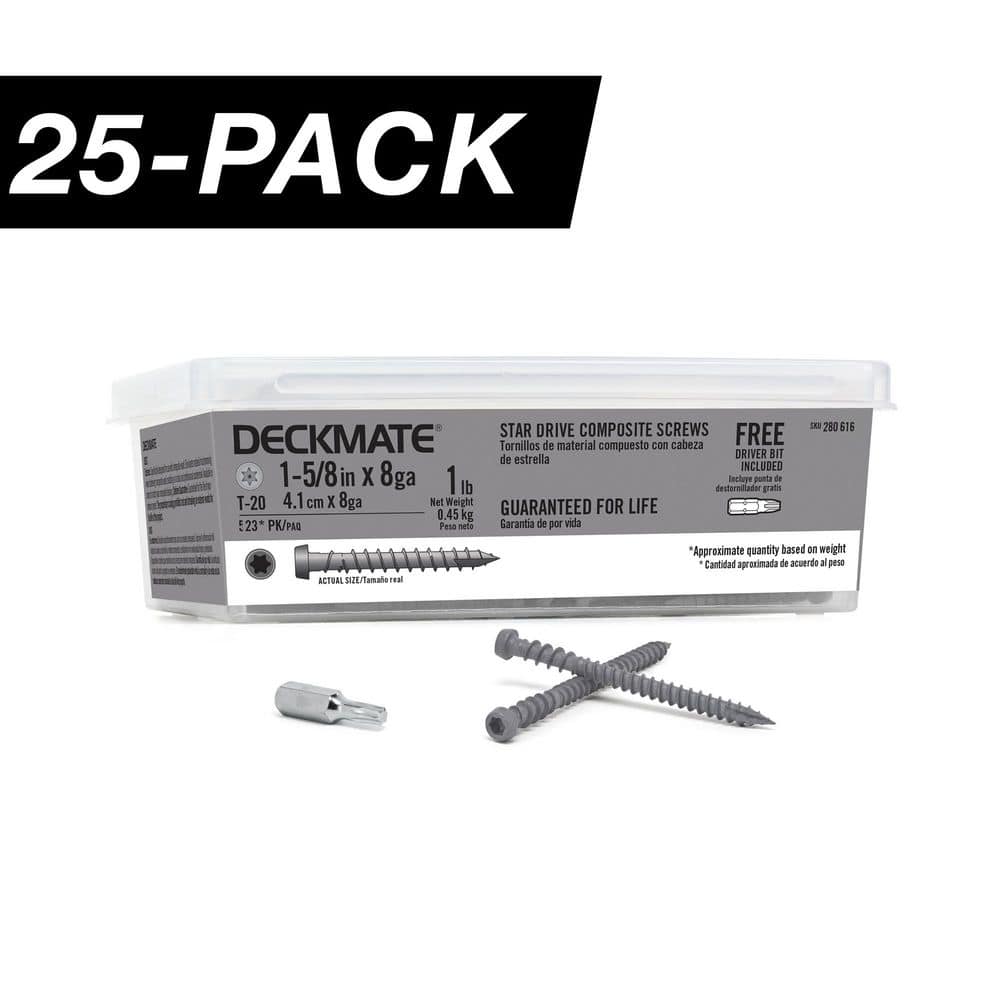 25-Pack #8 x 1-5/8 in. Gray Star-Drive Bugle-Head Composite Deck Screws (25 lb. / 9,275-Piece) price history on PriceWatchPro