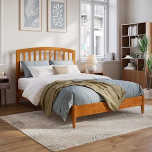 Quincy Light Toffee Natural Bronze Solid Wood Frame Full Low Profile Platform Bed