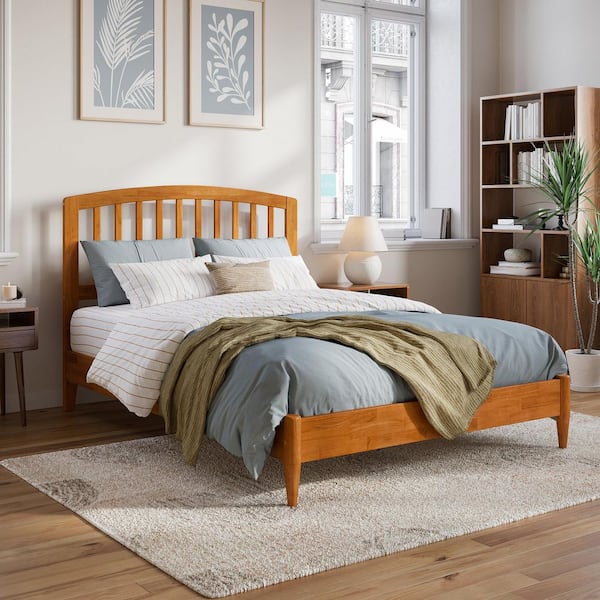 AFI Quincy Light Toffee Natural Bronze Solid Wood Frame Full Low Profile Platform Bed