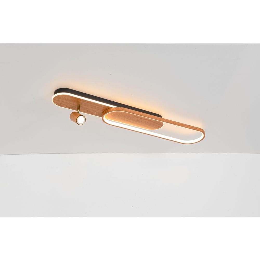 Lumin 1-Light 47.2 in.W Walnut Wood-Look Integrated LED Flush Mount Long Linear Rectangular Ceiling Light with Spotlight price history on PriceWatchPro