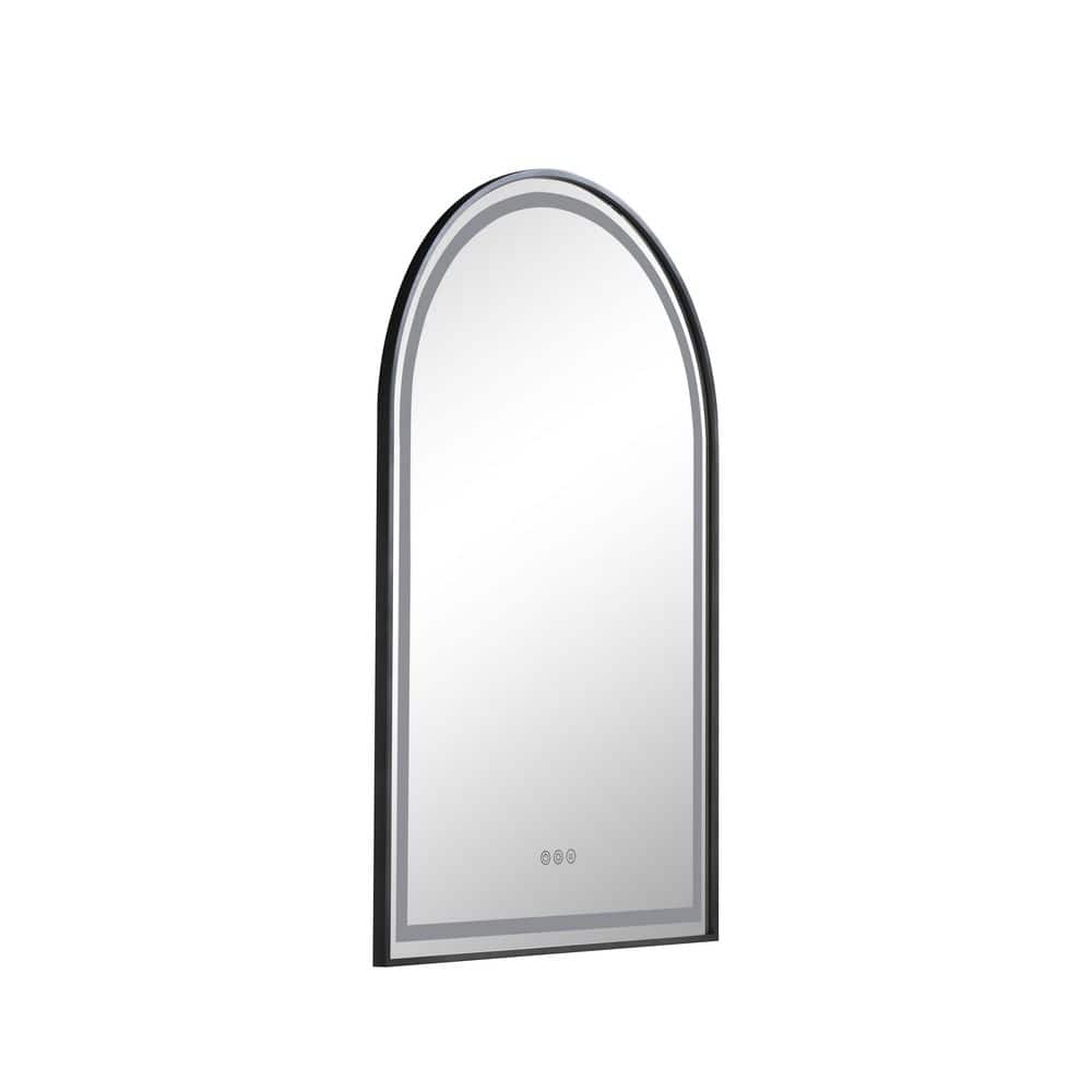 39 in. W x 26 in. H Arched Rectangular Framed LED Anti-Fog Dimmable Wall Mo