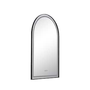 39 in. W x 26 in. H Arched Rectangular Framed LED Anti-Fog Dimmable Wall Mount Bathroom Vanity Mirror in Matte Black