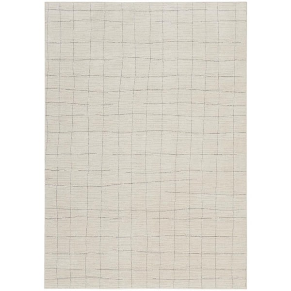 Nourison Santa Cruz Ivory Grey 6 ft. x 9 ft. Abstract Contemporary Area Rug