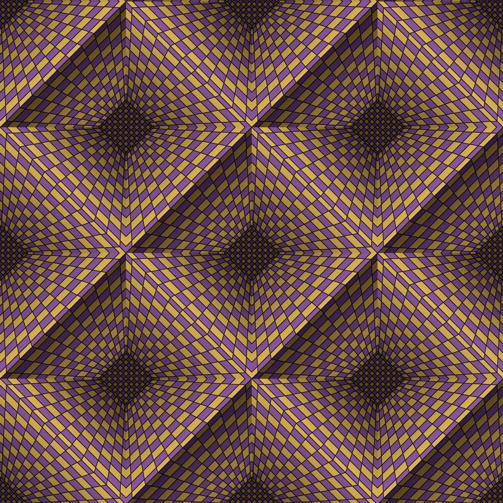 Falkirk Ophia Perspective Squares Purple, Yellow Vinyl Peelable Roll (Cover