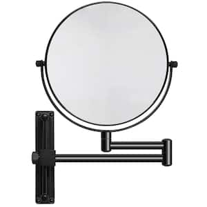 8 in. W x 10.8 in. H 1 x 10 x Round Magnifying Wall-Mount Bathroom Makeup Mirror in Black, 360° Swivel