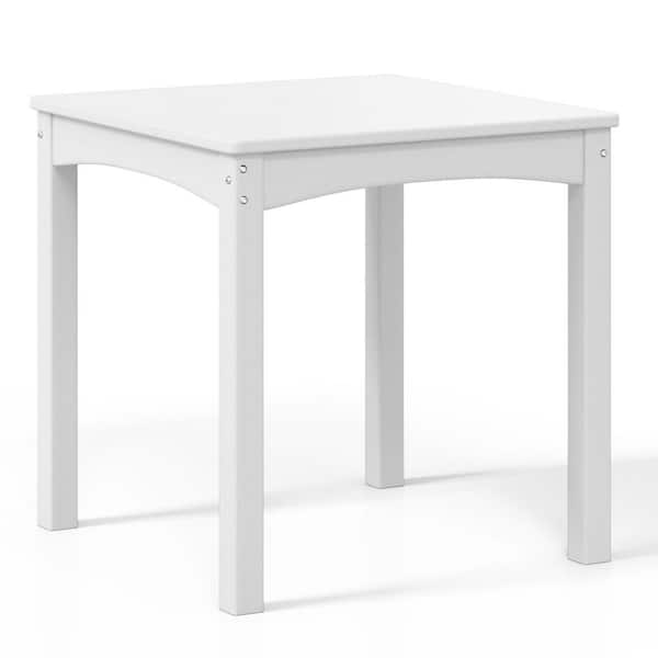 Garden Party Children's 5-Piece Square Outdoor Patio All Weather HDPE Plastic Top White Dining Table Set