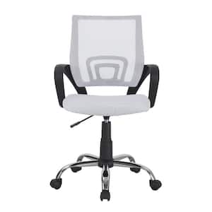 Executive Office Mesh Mid-Back Swivel Chair with Armrest, Lumbar Support in White, Height Adjustable