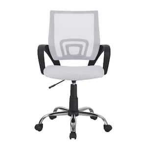 White Height Adjustable Executive Office Mesh Mid-Back Swivel Chair with Armrest, Lumbar Support
