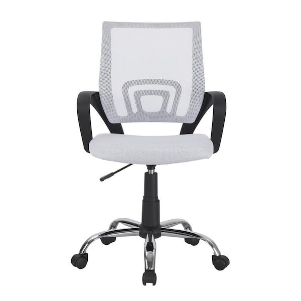 HOMESTOCK White Height Adjustable Executive Office Mesh Mid-Back Swivel Chair with Armrest, Lumbar Support