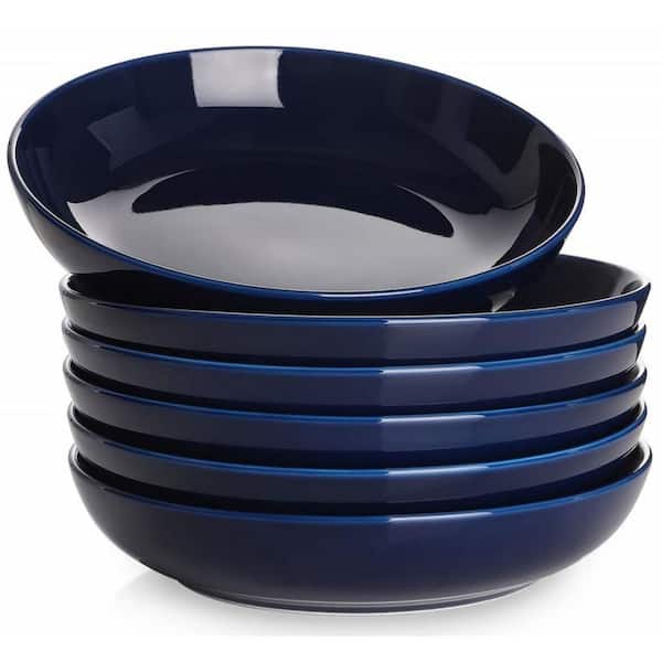 30 fl. oz. Blue Porcelain Pasta Bowls Salad Bowls Soup Bowls for Salad Soup Pasta Serving Dishwasher Safe (Set of 6)
