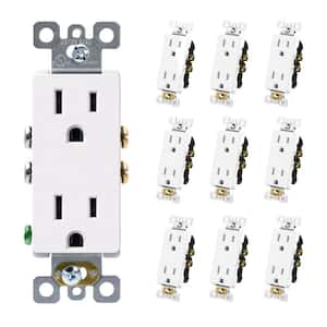 15 Amp/125-Volt, Standard Wall Outlet, 2-Pole Non-Tamper Resistant, Self-Grounding, UL Listed in Matte White (10-Pack)