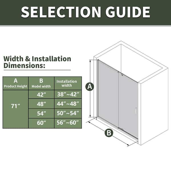 Xspracer Victoria 56 in. - 60 in. W x 71 in. H Pivot Framed Shower