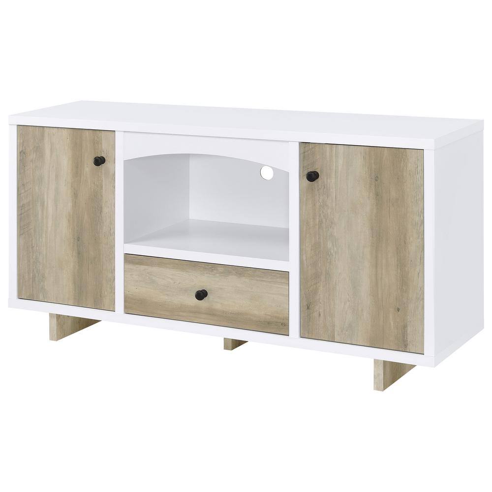Dalton White and Natural Wood 60" Coastal Credenza